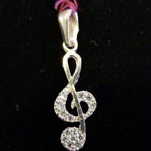 Sterling Silver 925 Musical Note Pendant NWOT